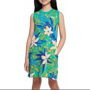 Nike Girls Size XL Green Floral‎ Sleeveless Tank Dress Sporty Play Casual